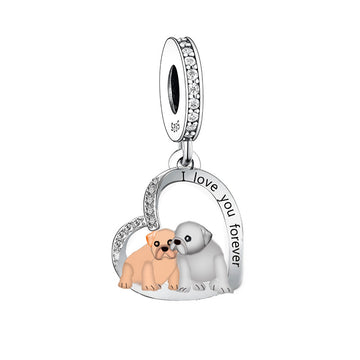 925 sterling silver two Bago dogs stuck together