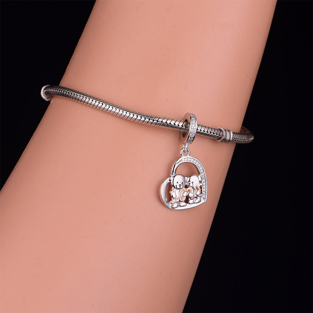 925 sterling silver two loving little bears