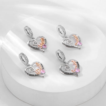 "Forever Love" Family Heart Charm - 925 Silver & Rose Gold