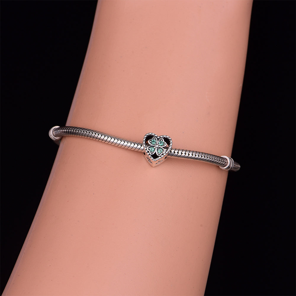 925 sterling silver clover heart shape