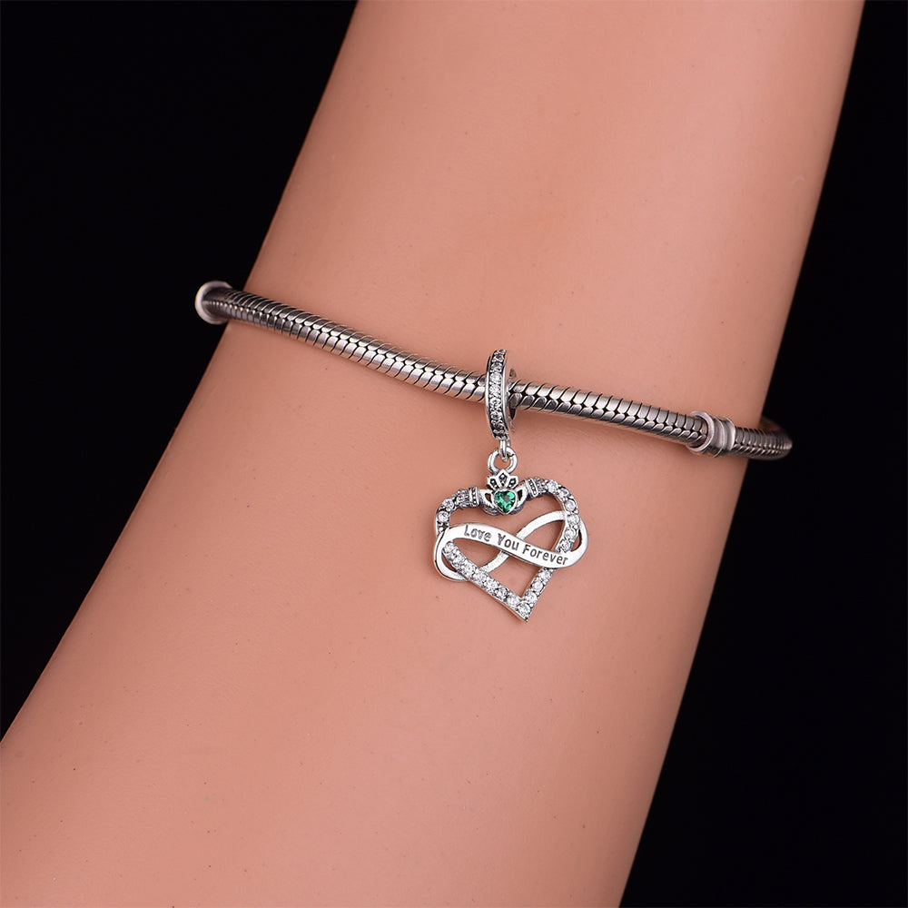 925 sterling silver infinite symbol heart shape