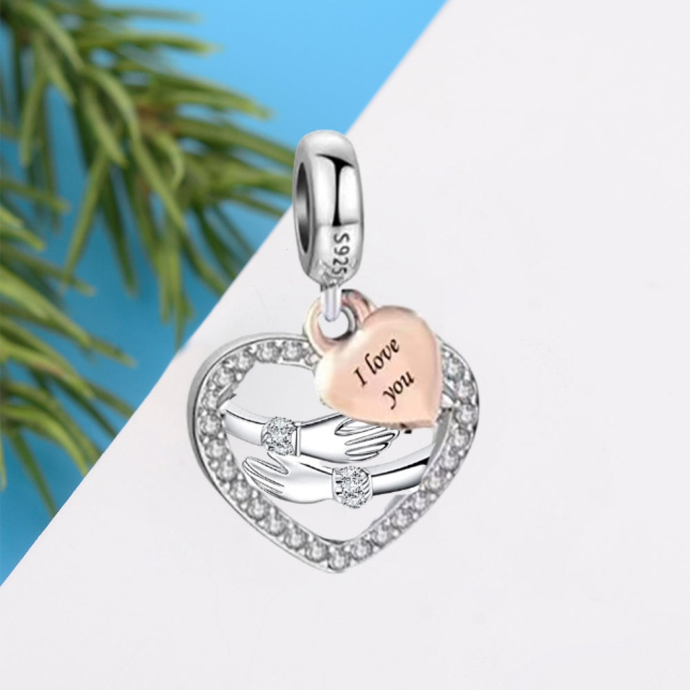 "Hand in Hand" Eternal Heart Pendant - Two-Piece 925 Silver