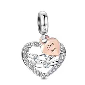 "Hand in Hand" Eternal Heart Pendant - Two-Piece 925 Silver