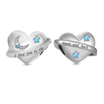 "Celestial Vow" Heart Charm - I Love You to the Moon and Back