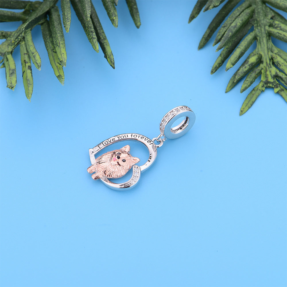 925 sterling silver Heart shaped Pomeranian