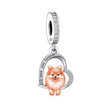 925 sterling silver Heart shaped Pomeranian