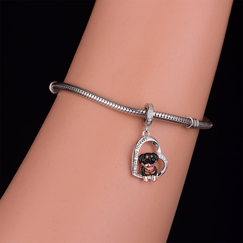 925 sterling silver Heart shaped Doberman Inu