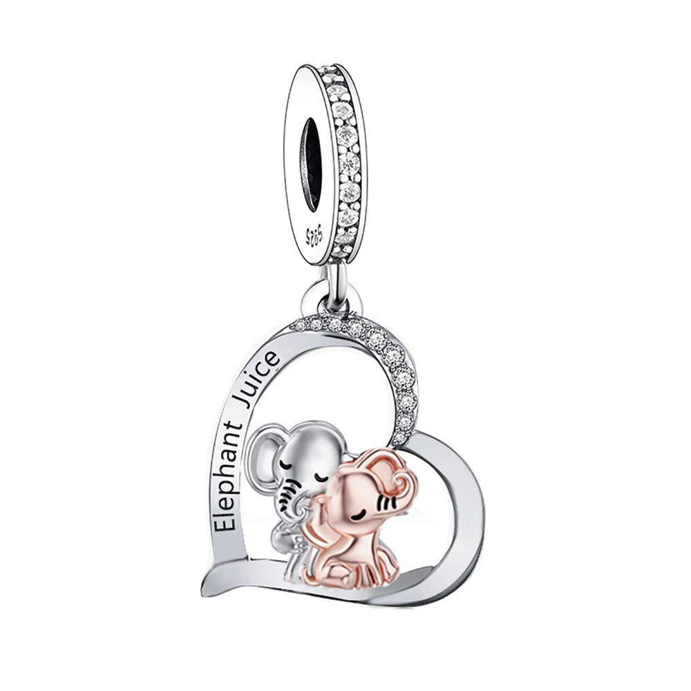 "Always Together" Elephant Heart Charm - 925 Silver & Rose Gold