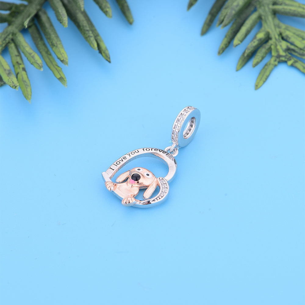 925 sterling silver Heart shaped sausage dog
