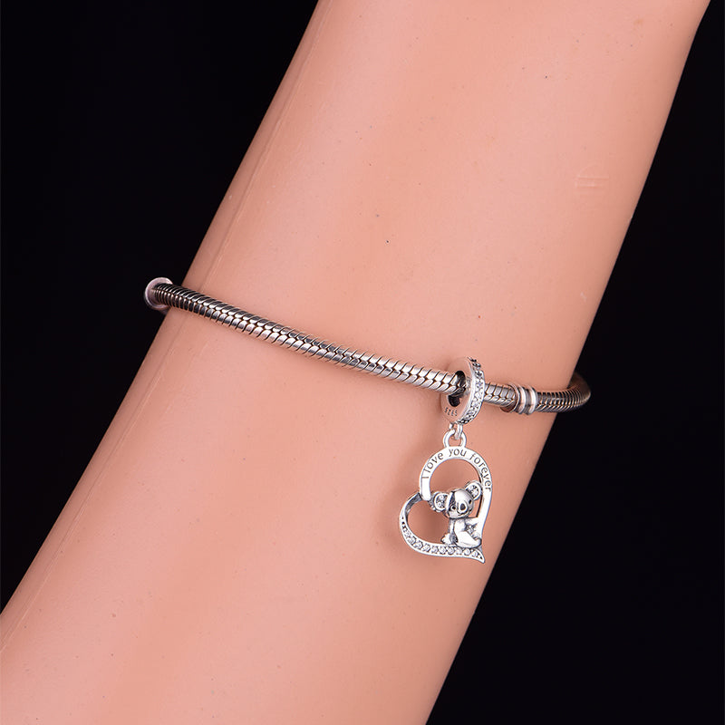 925 sterling silver heart-shaped koala