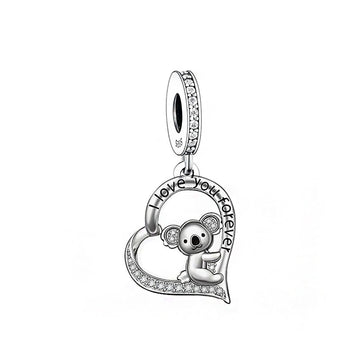 "Gentle Hug" Koala Heart Charm - 925 Sterling Silver Pendant