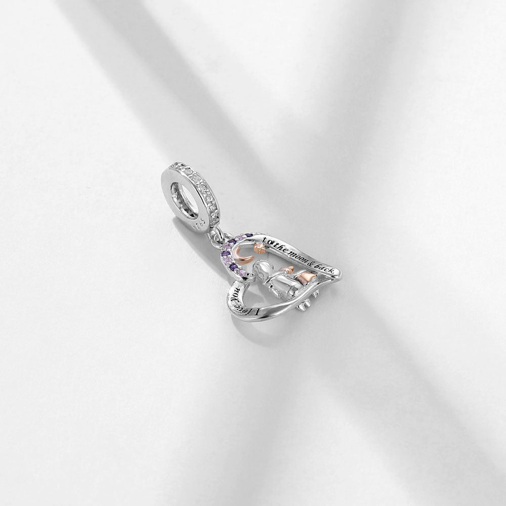 "To the Moon" Mother & Daughter Charm - 925 Silver & Rose Gold