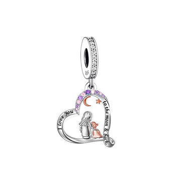 "To the Moon" Mother & Daughter Charm - 925 Silver & Rose Gold