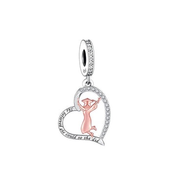 Graduation "Dream Flyer" Heart Charm - 925 Silver & Rose Gold Pendant
