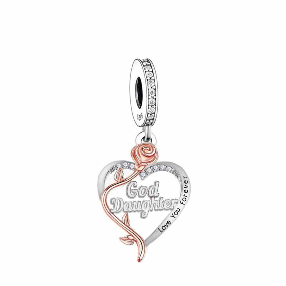 "Eternal Rose" Personalized Family Charm - 925 Silver & Rose Gold