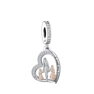 "Side by Side" Mother & Daughters Charm - 925 Silver & Rose Gold