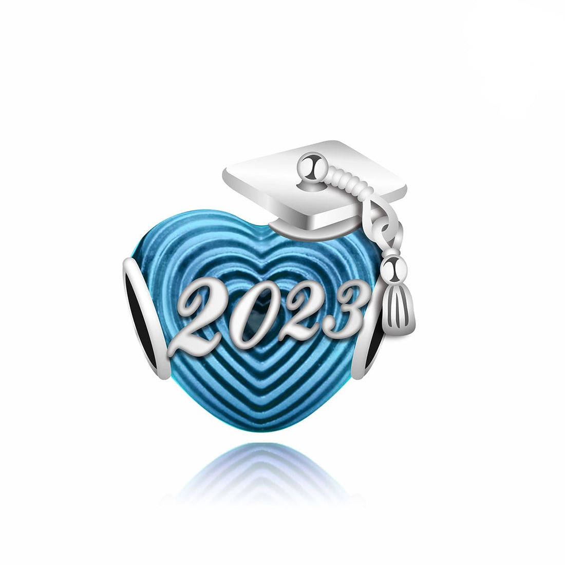 "Vibrant Achievement" 2023 Heart Charm - 925 Silver Graduation Bead