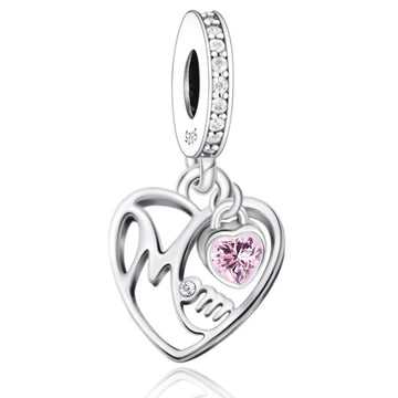 "Heartbeat of Grace" Mom Charm - 925 Silver & Pink Heart Stone