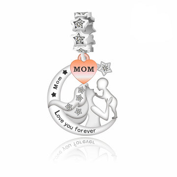 "Moonlight Guardian" Mom & Baby Double Dangle - 925 Silver Rose Gold
