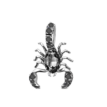 "Shadow Sting" Scorpion Charm - 925 Sterling Silver Black CZ