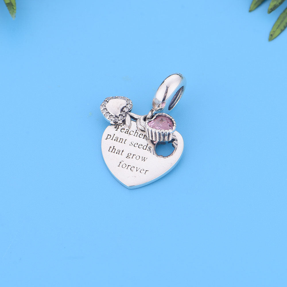 "Seeds of Growth" Teacher Appreciation Charm - 925 Silver Heart