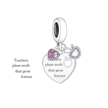 "Seeds of Growth" Teacher Appreciation Charm - 925 Silver Heart