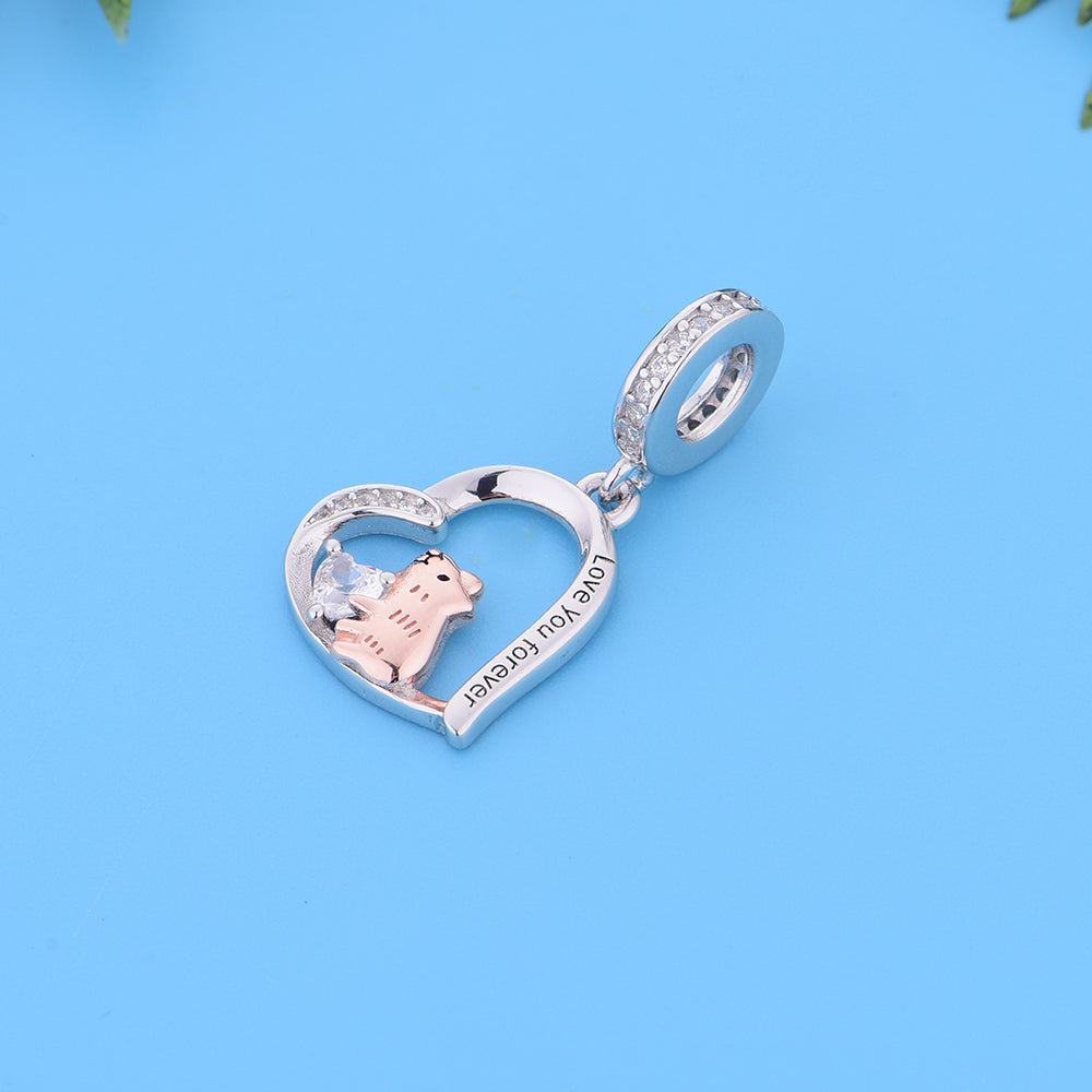 925 sterling silver heart-shaped hamster