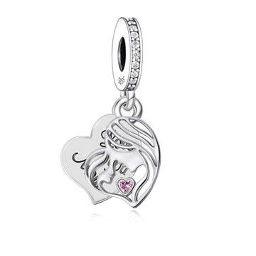 "Soul Embrace" Mother & Child Double Layer Charm - 925 Silver