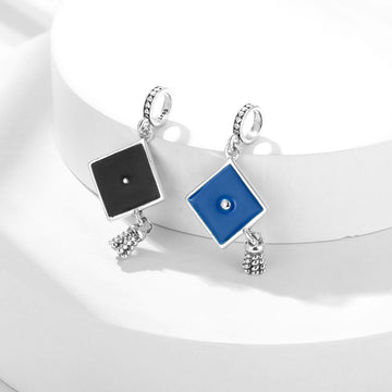 Graduation "Honor Cap" Dangle Charm - 925 Silver Enamel Pendant