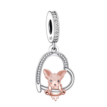 "Spirited Resonance" - 925 Sterling Silver Chihuahua Heart Charm