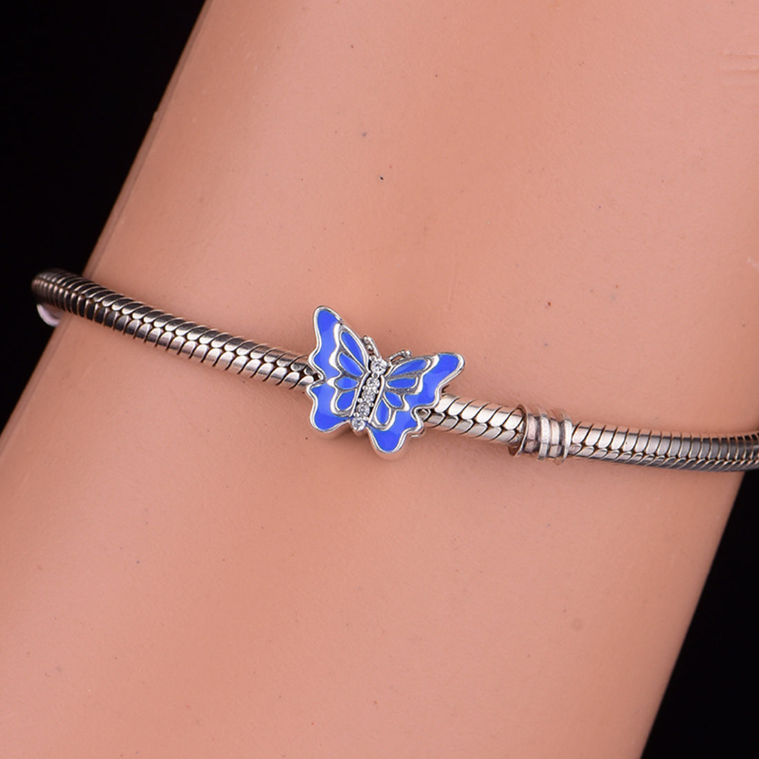 925 sterling silver blue butterfly beads