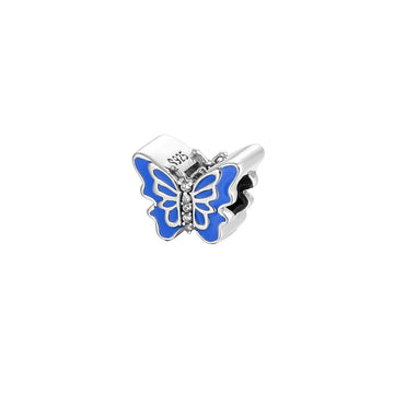 "Azure Dream" Butterfly Charm - 925 Silver Blue Enamel & CZ