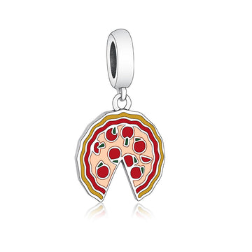 "Perfect Slice" - 925 Sterling Silver Pizza Dangle Charm
