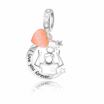 "To the Stars" Dad & Child Moon Dangle - Two-Tone Sterling Silver
