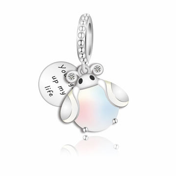 "Moonlight Guide" Firefly Charm - 925 Silver Moonstone & CZ Dangle