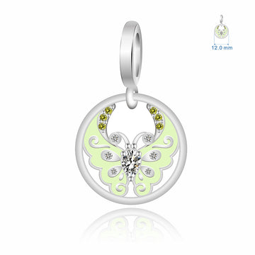 925 sterling silver round green butterfly