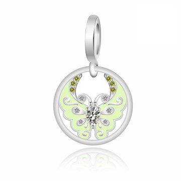 "Spring Whisper" Butterfly Charm - 925 Silver Mint Enamel & CZ