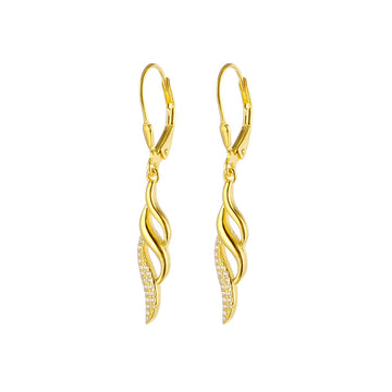 "Intertwined Rhythms" - 925 Sterling Silver Curved Drop Earrings