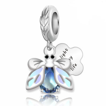 "Soul Spark" Firefly Charm Set - 925 Silver Blue Glass Pendant Gift