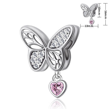 925 sterling silver heart-shaped butterfly