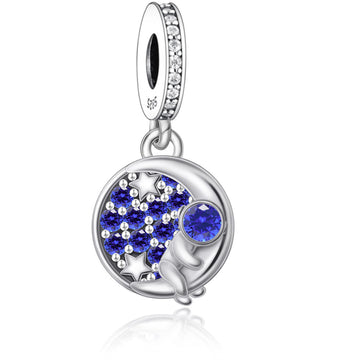"Astral Dreamer" - 925 Sterling Silver Astronaut Moon Pendant Charm