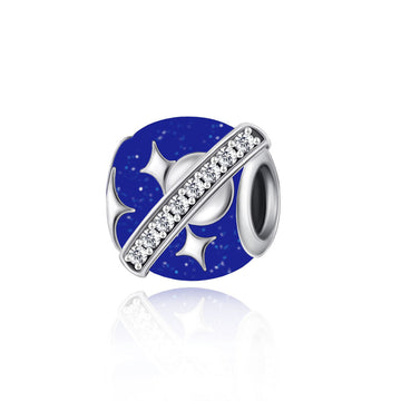 "Celestial Orbit" - 925 Sterling Silver Galaxy Planet Charm Bead