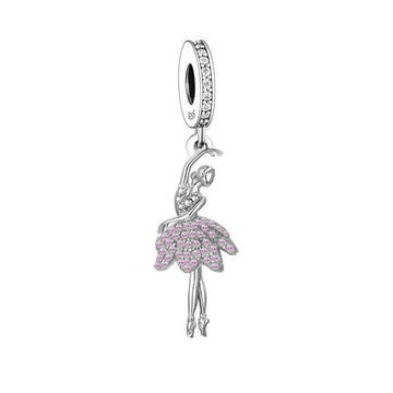 "Ethereal Pirouette" - 925 Sterling Silver Ballerina Dancer Pendant Charm