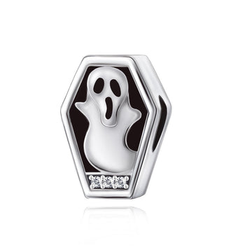 "Spooky Phantom" - 925 Sterling Silver Ghost Coffin Charm Bead