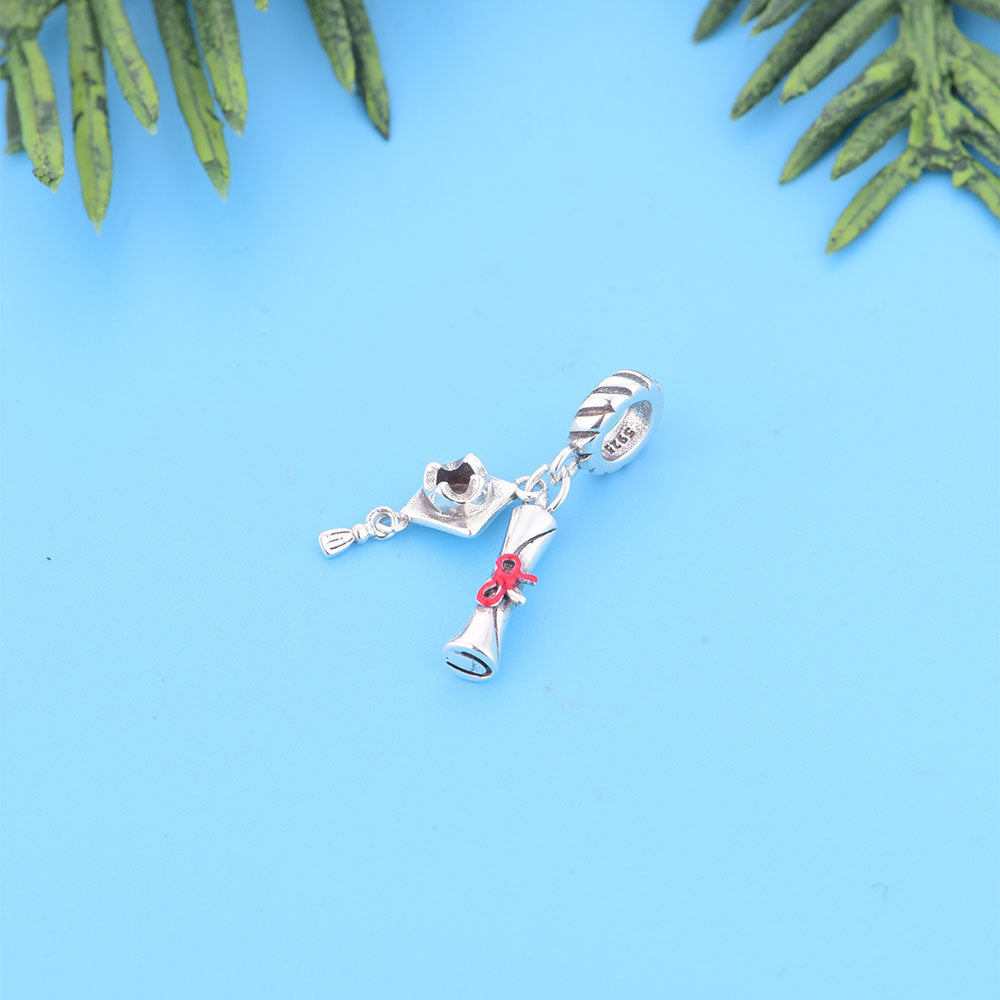 "The Milestone" Graduation Cap & Diploma Dangle - 925 Sterling Silver