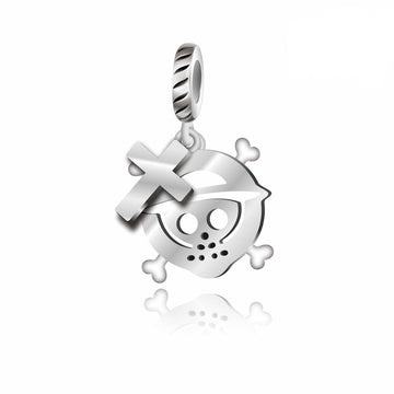 "Rebel Faith" - 925 Sterling Silver Straw Hat Skull Cross Pendant Charm