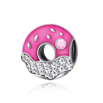 "Sweet Delight" - 925 Sterling Silver Pink Donut Charm Bead
