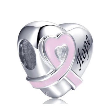 "Anchor of Hope" - 925 Sterling Silver Pink Ribbon Heart Charm