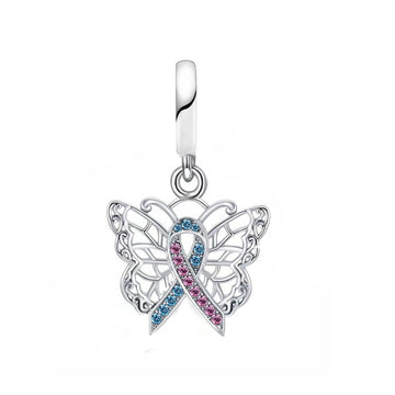 "Winged Transformation" - 925 Sterling Silver Ribbon Butterfly Charm