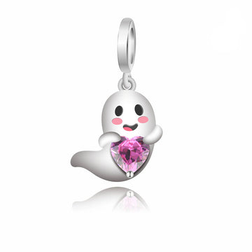 "Spooky Sweet" - 925 Sterling Silver Ghost Heart Pendant Charm